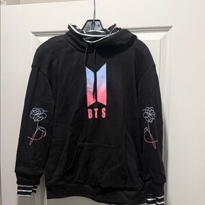 BTS Black Hoodie with Pink and Blue Accents